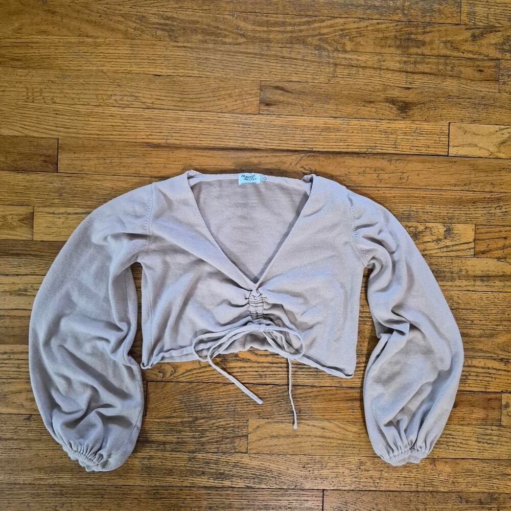 Princess polly taupe ruched cinch cropped top
